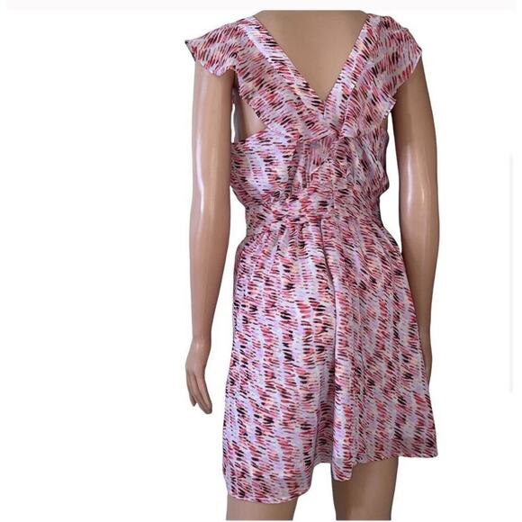 BCBGeneration Passion Pink V Neck Dress Size 4 Pockets Lined Spring Summer Dress - Picture 3 of 9